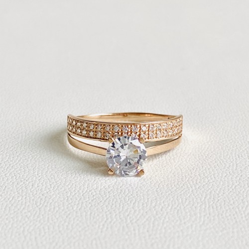 Кольцо золотое помолвочное с фианитом К1695