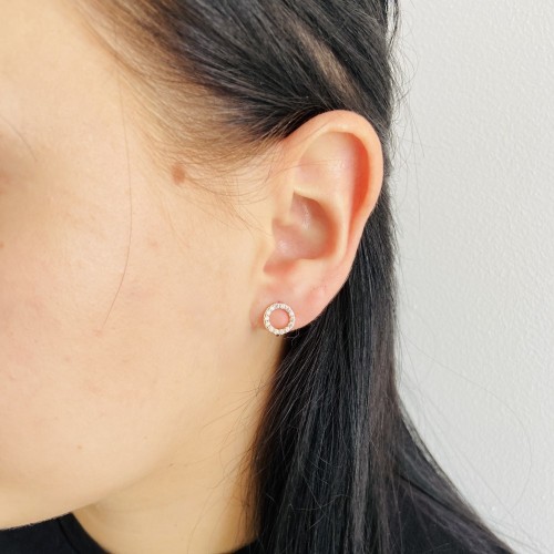 Золотые серьги "Круговорот" с фианитами 1.0 см (красное золото) с591