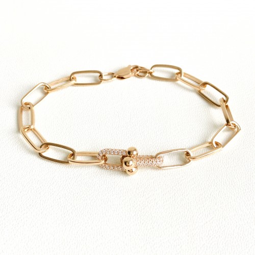 Золотий браслет "Фантазія" з фіанітами, червоне золото БС543