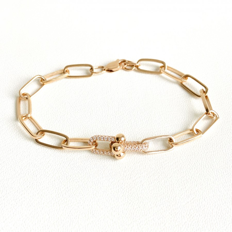 Золотой браслет "Фантазия" с фиантами, красное золото БС543