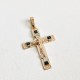 Золотий хрестик з чорними фіанітами 03160