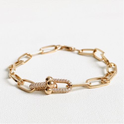 Золотий браслет "Фантазія" з фіанітами, червоне золото БС543