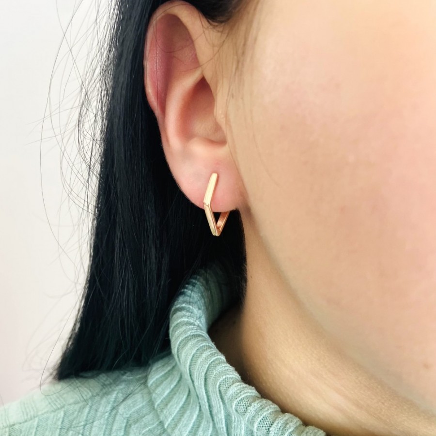 Золотые серьги "Ромбики" без камней С645