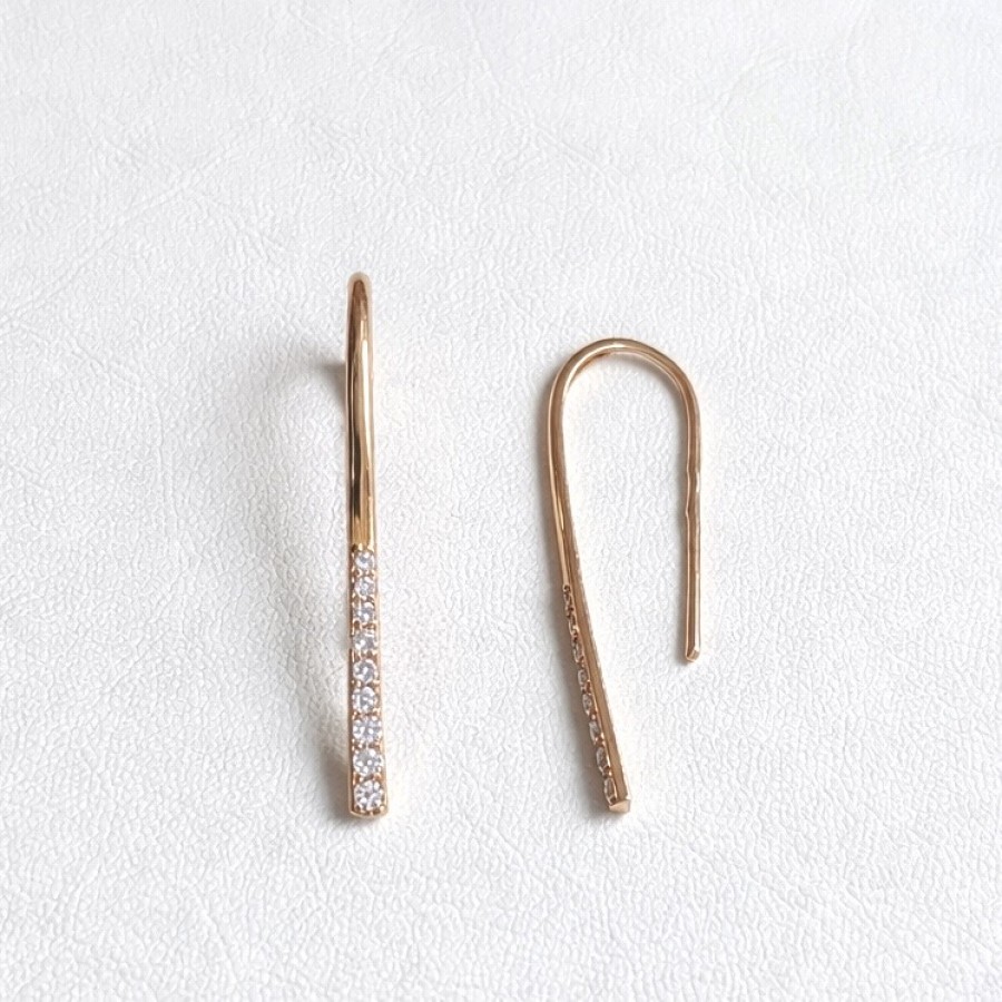 Золотые серьги-протяжки с фианитами С694