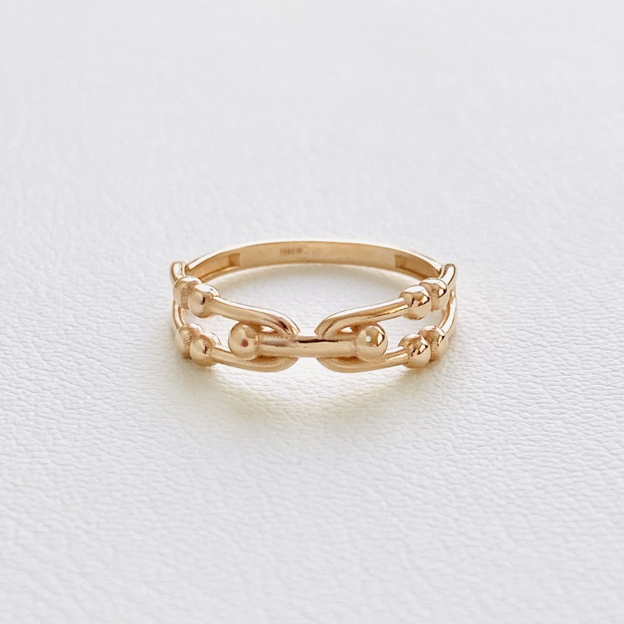 Золота каблучка-ланцюжок "Фантазія" без каміння Кб2076