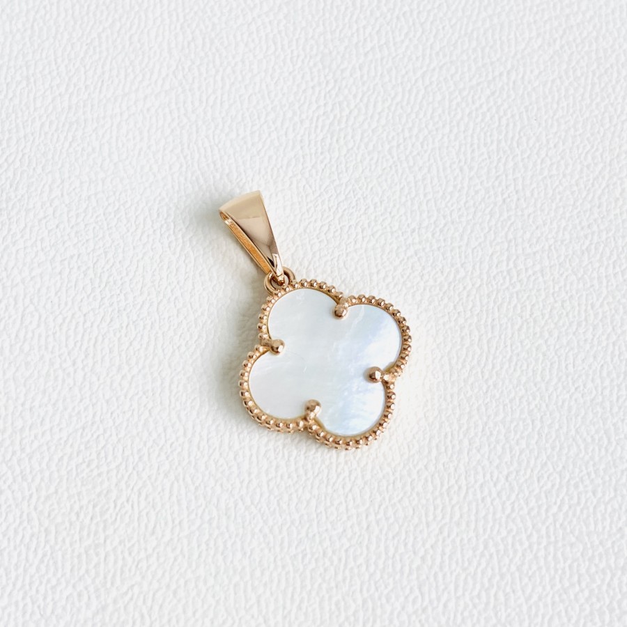 Золота підвіска "Конюшина" в червоному золоті (перламутр) ПВ2051