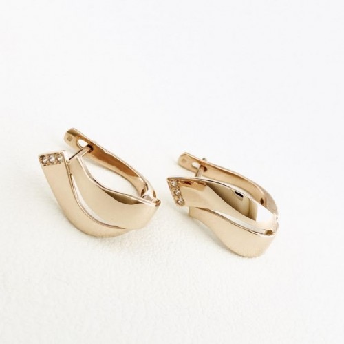 Сережки з англійською застібкою з фіанітами С606