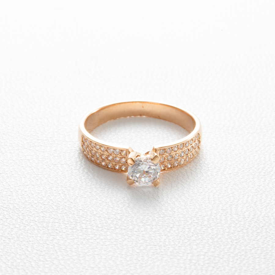 Золотое помолвочное кольцо с фианитами К1609
