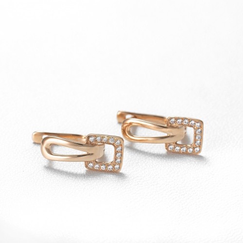 Золоті сережки Квадратик з фіанітами С539