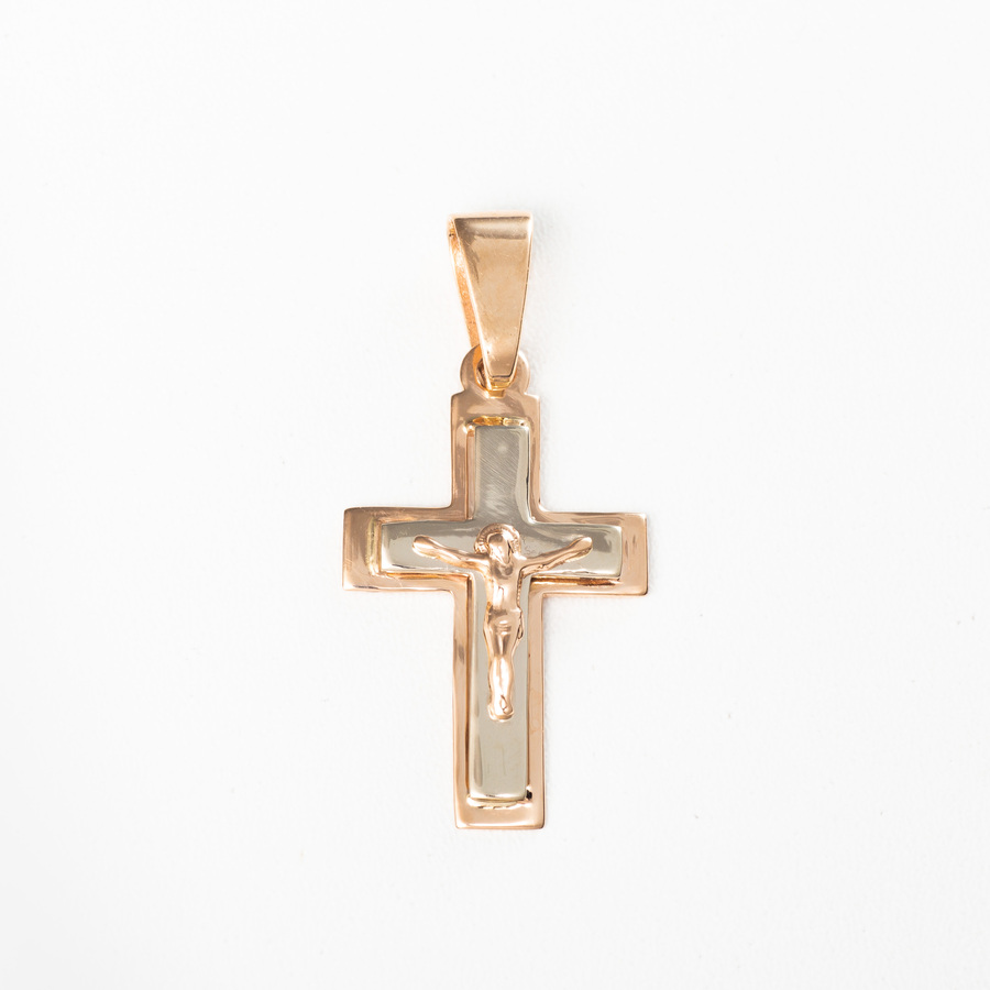 Золотой крест православный с распятием П590