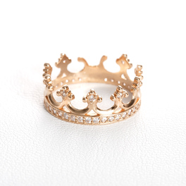 Золотое кольцо корона с фианитами. К1603