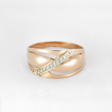 Золотое кольцо с фианитами. К1752
