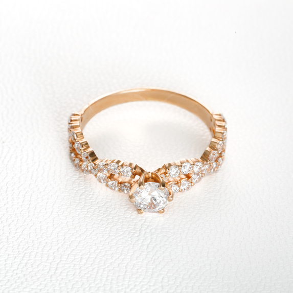 Золотое кольцо для предложения руки и сердца К21091