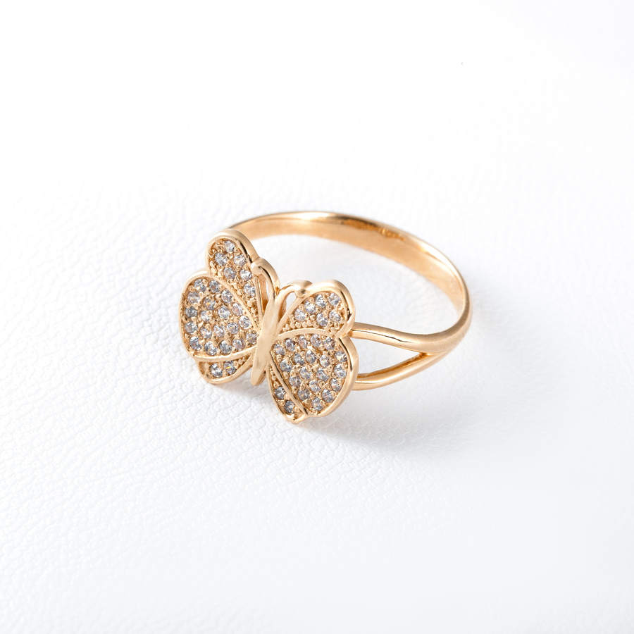 Золотое кольцо бабочка с фианитами. К21314 