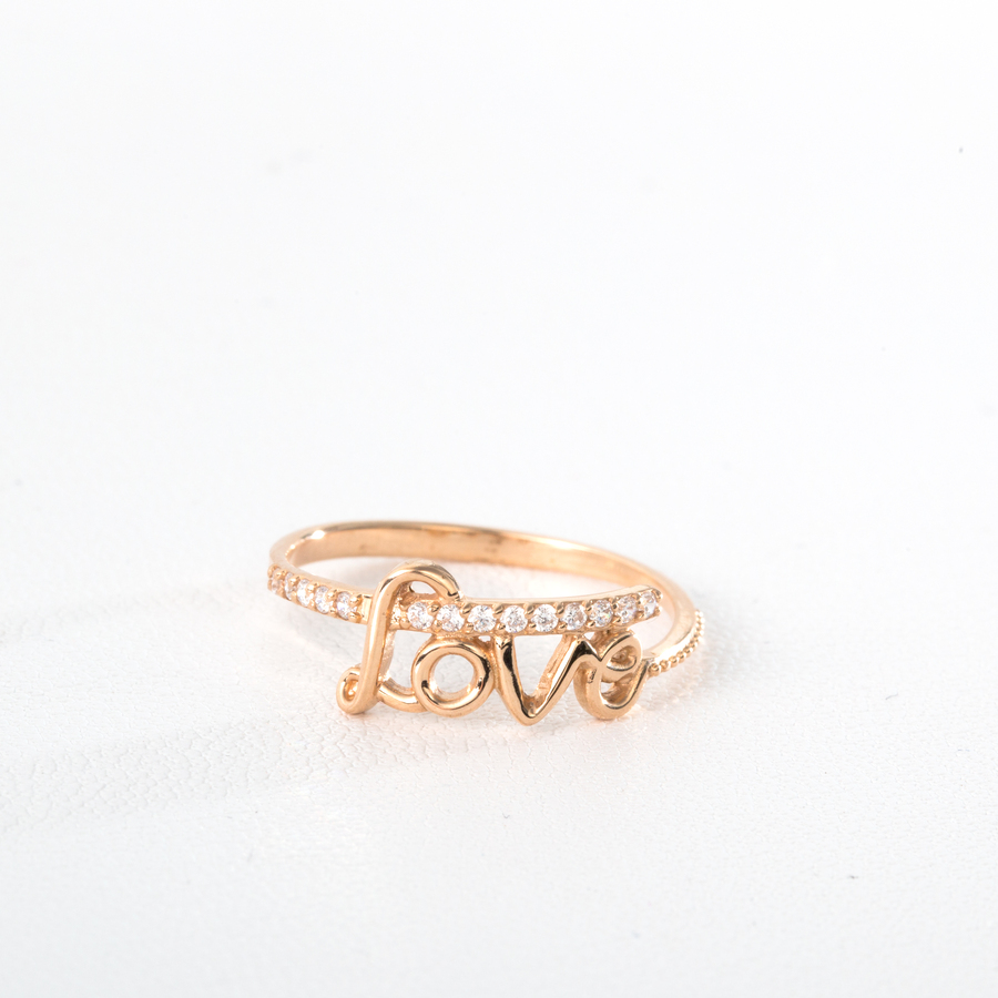 Золотое помолвочное кольцо "Я люблю тебя" с фианитами К1841