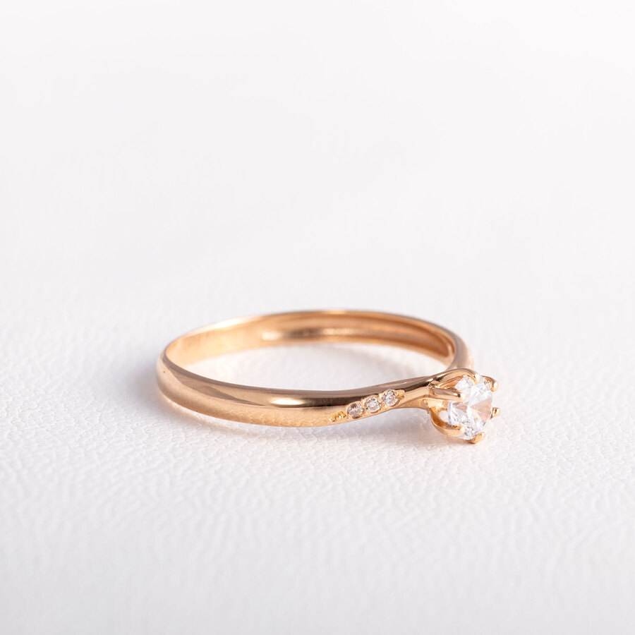 Золотое кольцо помолвочное с фианитами К1857