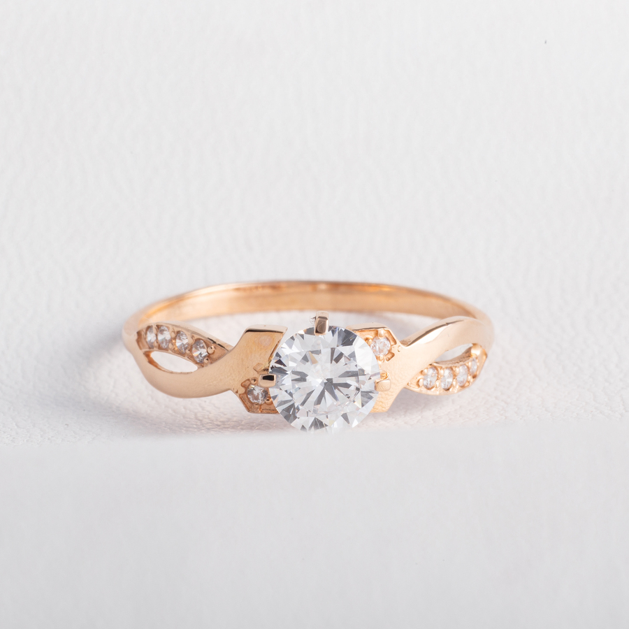Золотое помолвочное кольцо с фианитами K1846