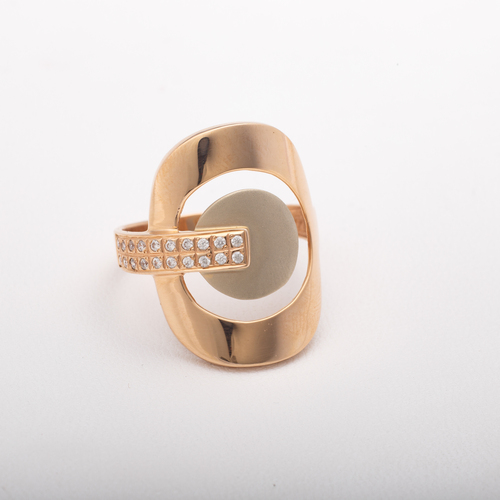 Золотое кольцо широкое с фианитами К934