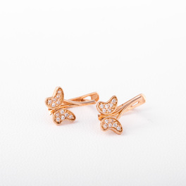 Золоті сережки метелики з фіанітами. С521