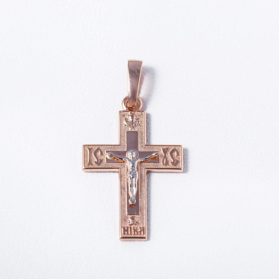 Золотой крест православный с распятием П0301