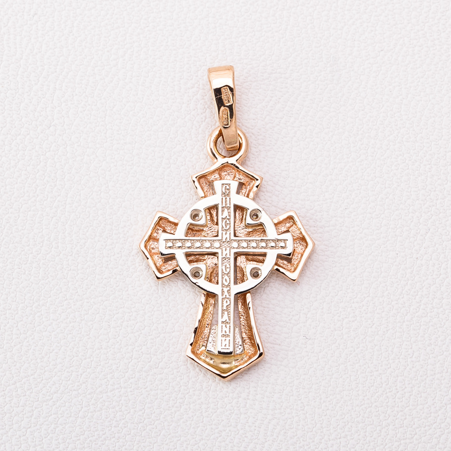  Золотой крестик православный П0306