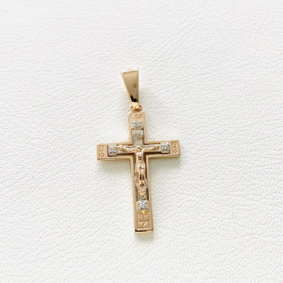 Православный золотой крестик с распятием П03099