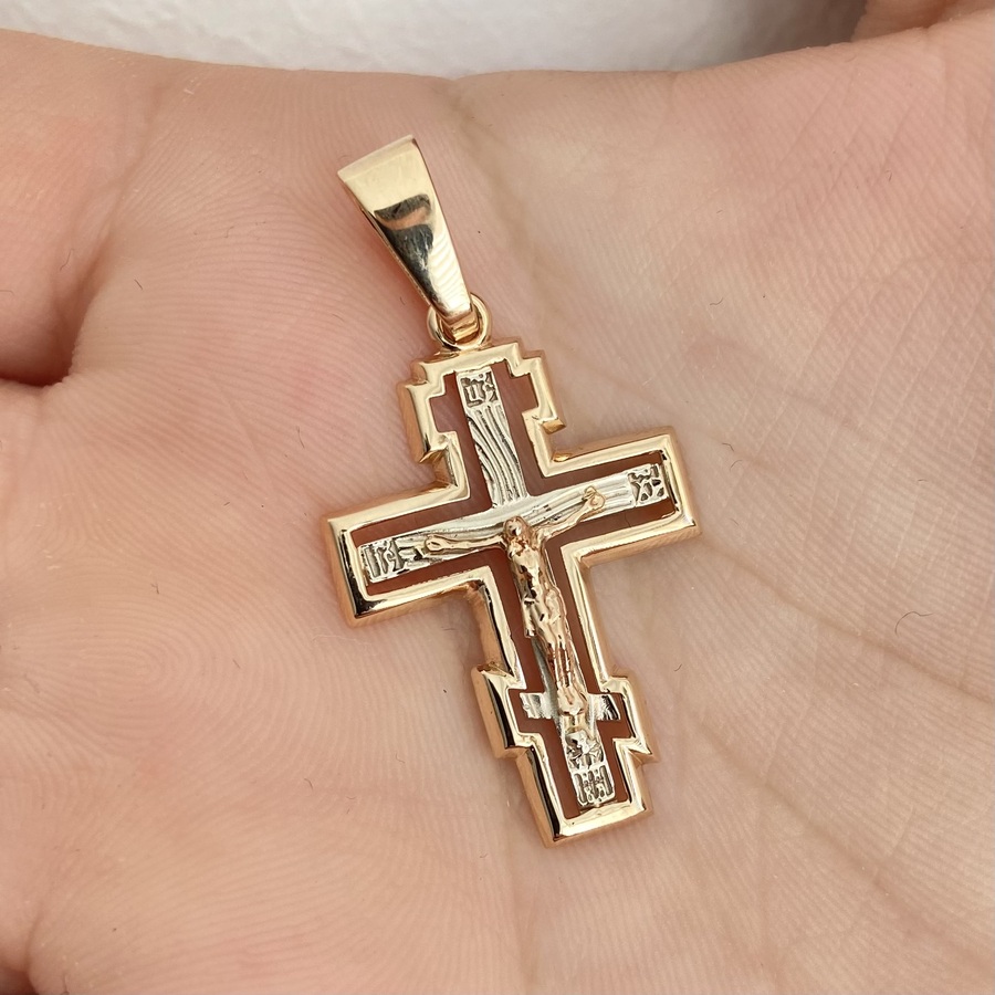 Золотой крестик православный П03113