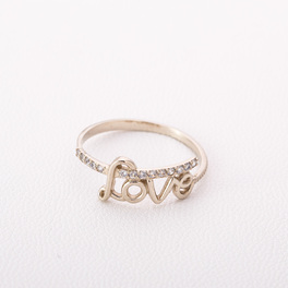Золота заручальна каблучка "Я кохаю тебе" з фіанітами К2041