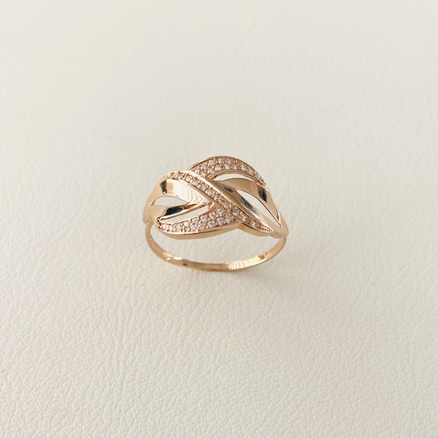Золотое кольцо с фианитами. К1693