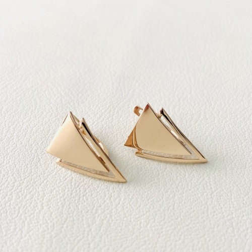 Золоті сережки "Трикутники" без каміння С584