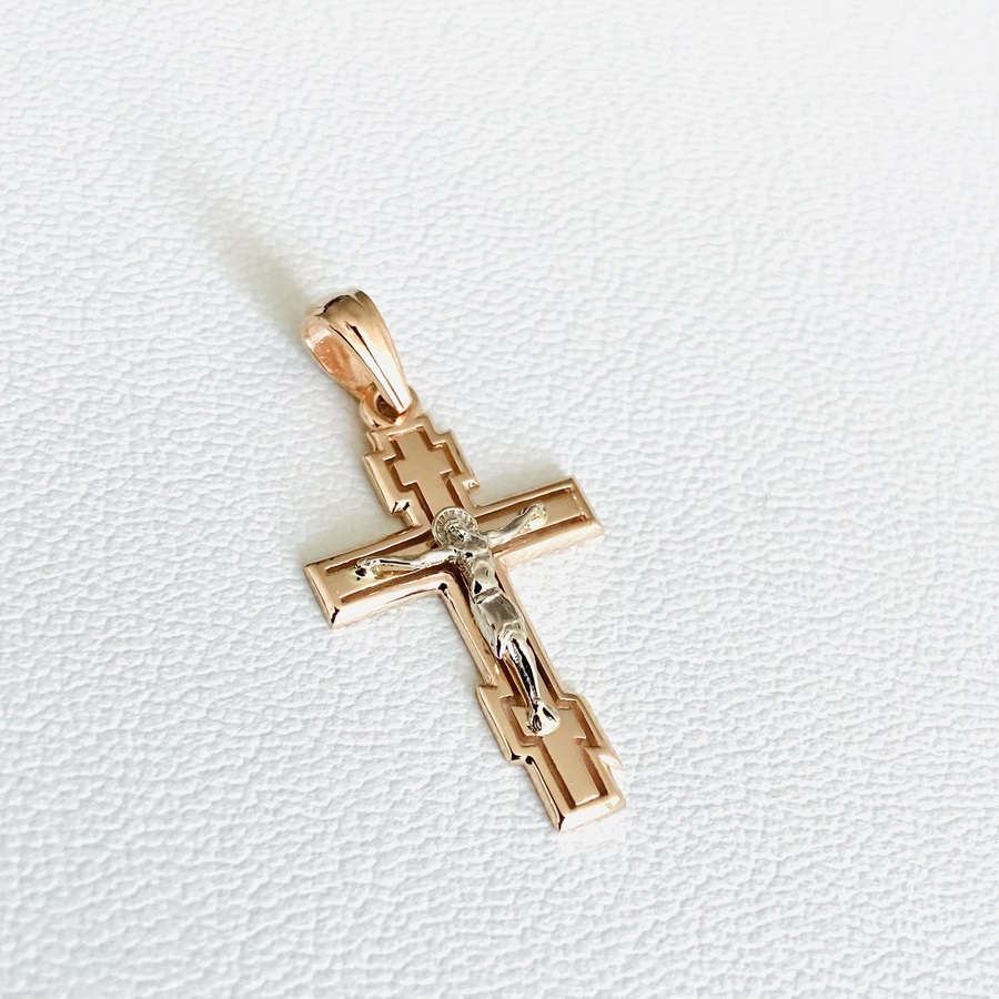 Золотий хрест з розп'яттям Кр86003