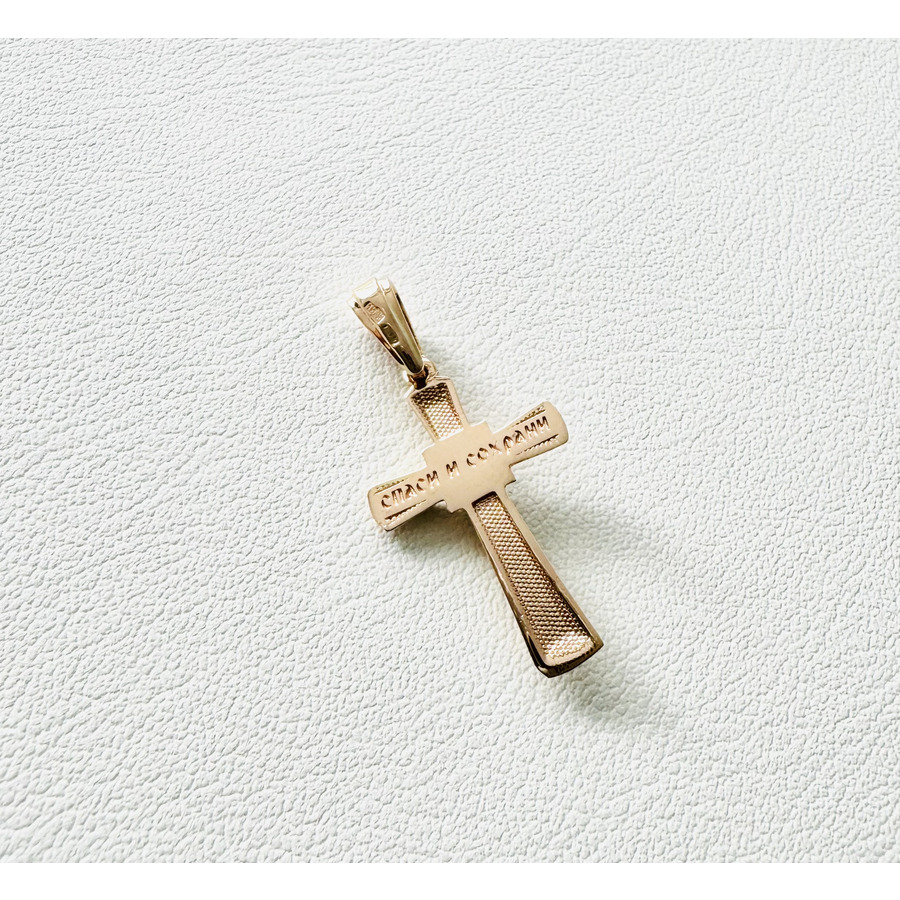 Золотой крестик Распятие в красном и белом золоте П030101