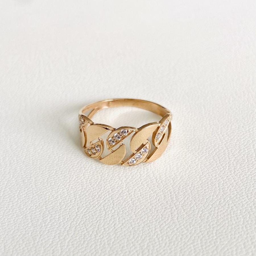 Золотое кольцо цепочка с фианитами К1947