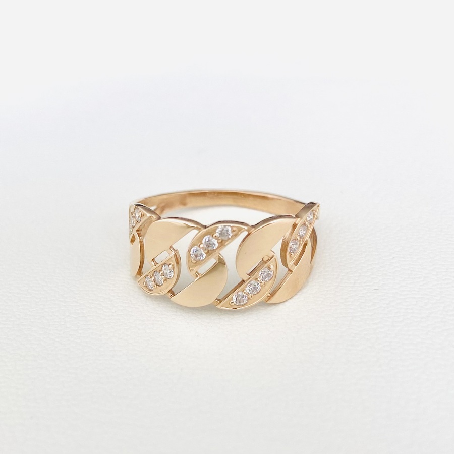 Золотое кольцо цепочка с фианитами К1947