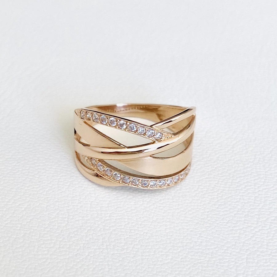  Золотое кольцо с фианитами. K1787