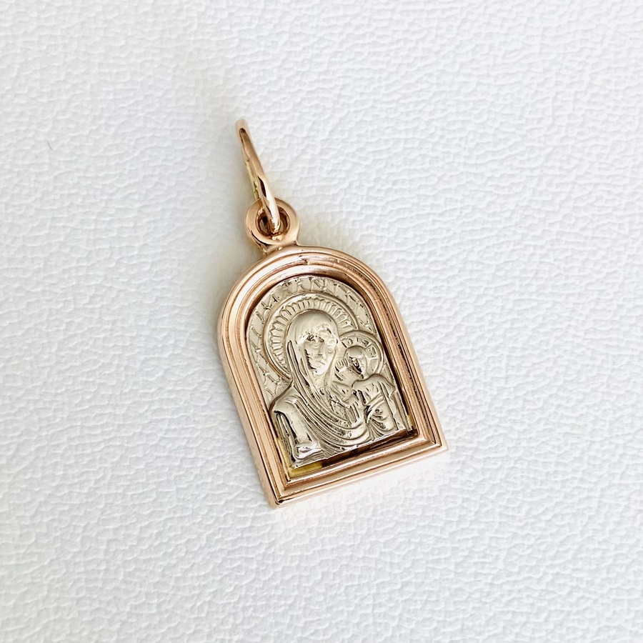 Золота підвіска-іконка Божа Матір П445
