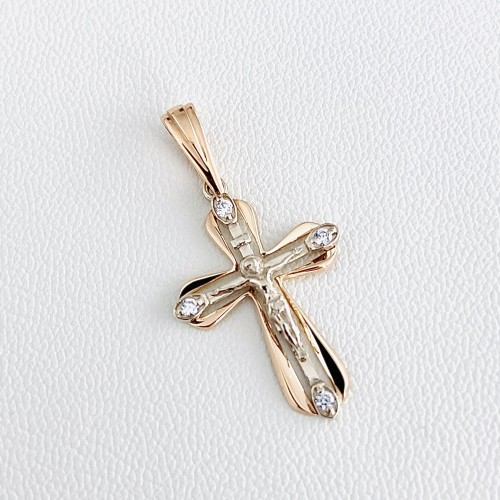 Хрестик золотий з "Розп'яттям" з фіанітами Кр321