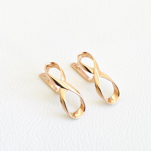 Золоті сережки "Нескінченність" без каменів С641