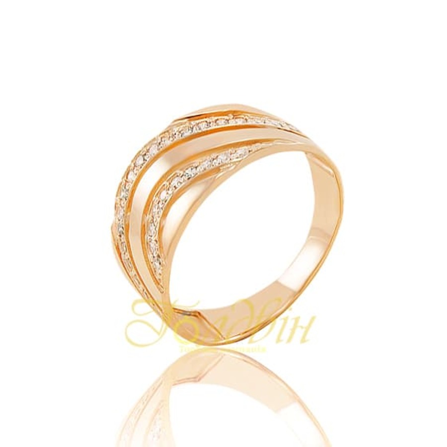 Золотое кольцо с фианитами. К1650