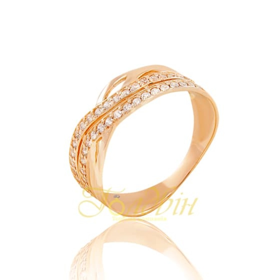 Золотое кольцо с фианитами. К1651