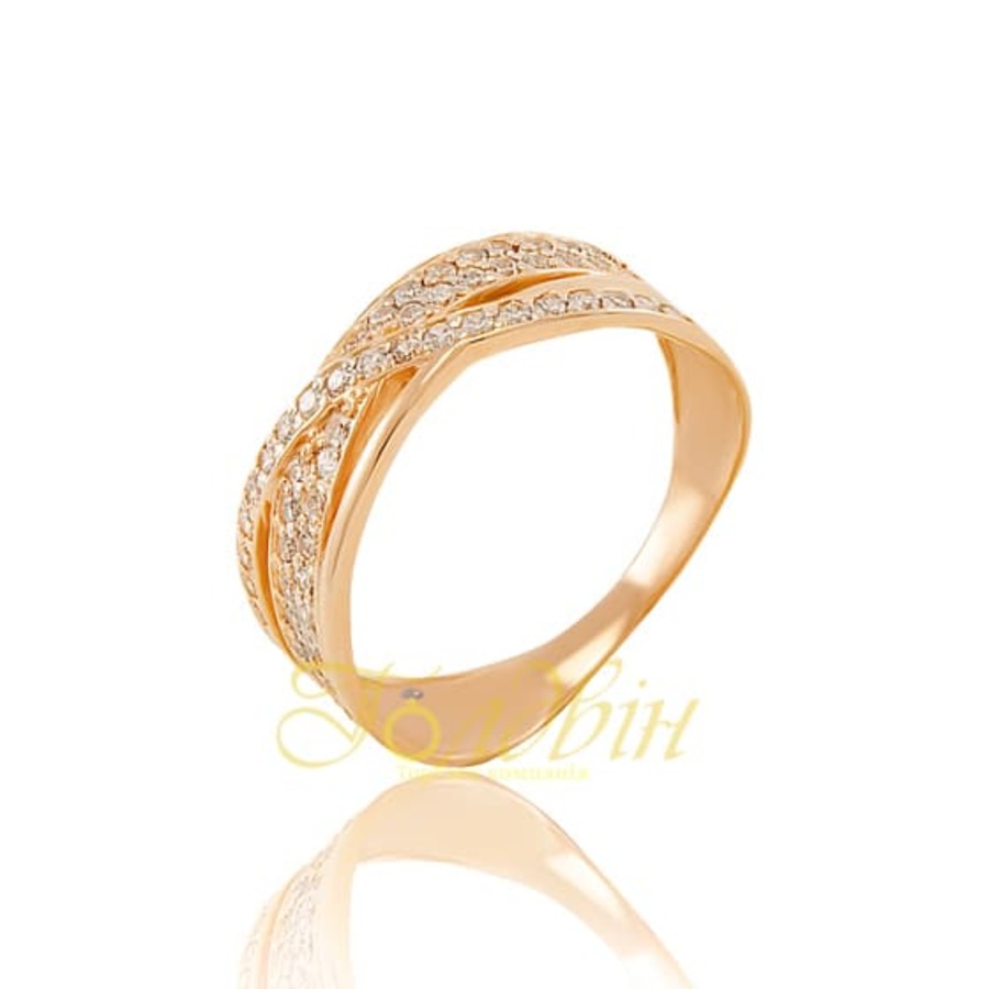 Золотое кольцо с фианитами. К1652