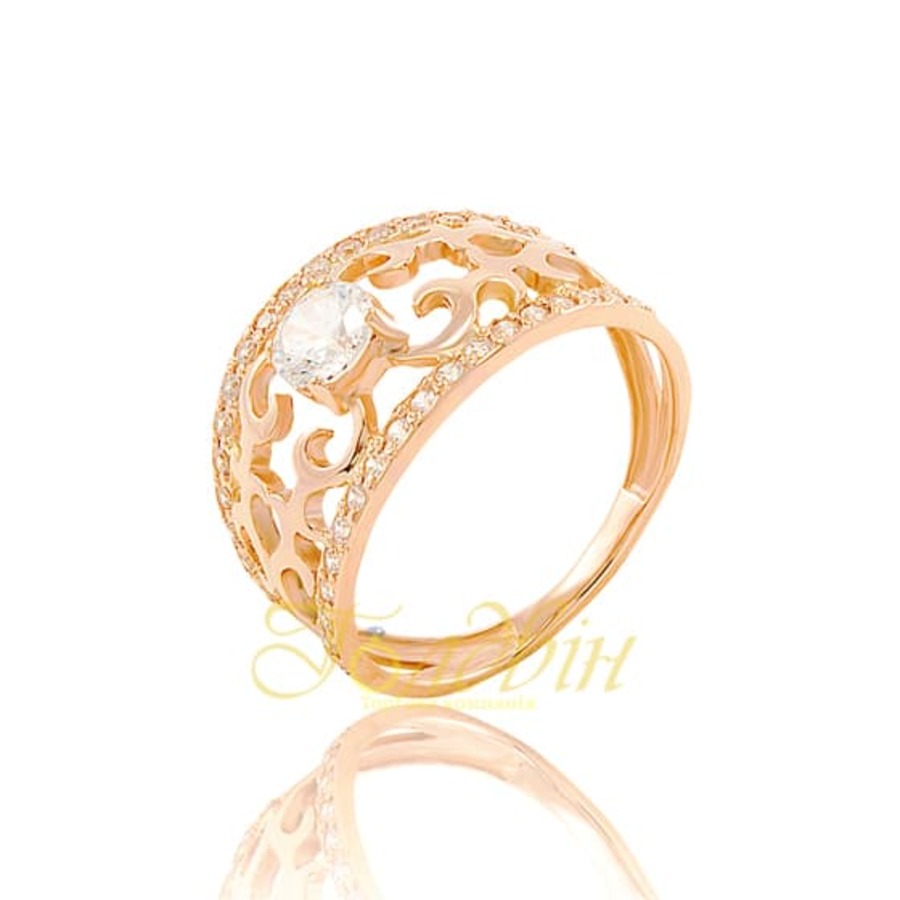 Помолвочное золотое кольцо с фианитами. К1659