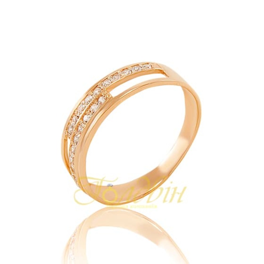 Золотое кольцо с фианитами. К1679