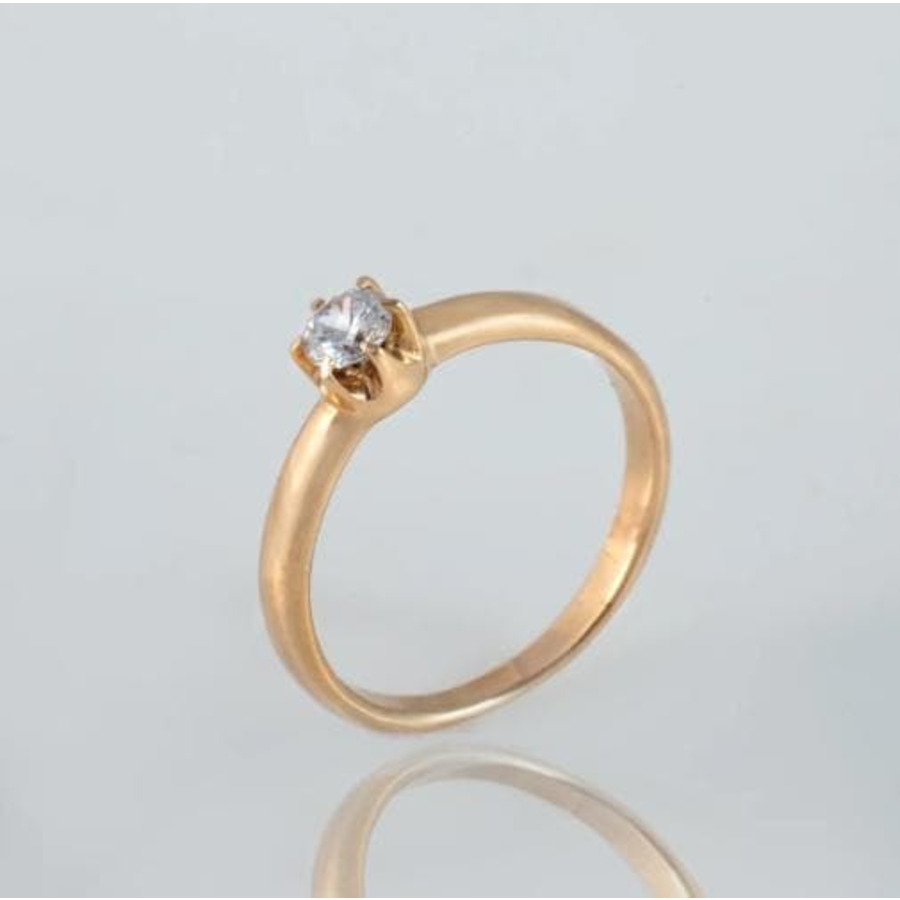 Помолвочное золотое кольцо с фианитом К1433