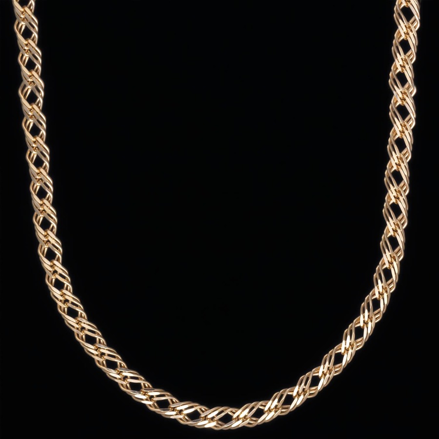 Золотая цепочка ромб тройной с алмазной гранью 33305041