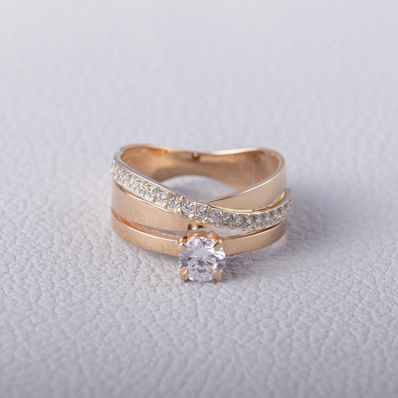 Золотое помолвочное кольцо с фианитом К1634