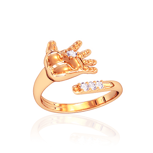 Золота каблучка "Ручка немовляти" з фианитами. К10620