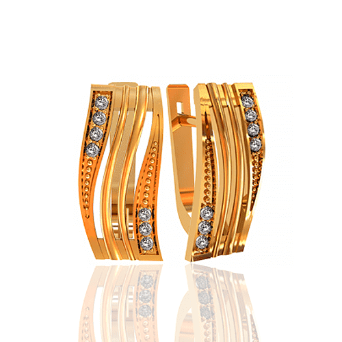 Золотые серьги с фианитами. Г310040