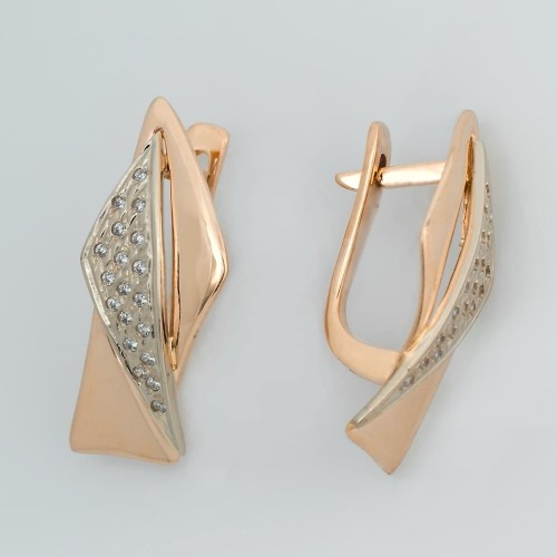 Золотые серьги с фианитами. С330