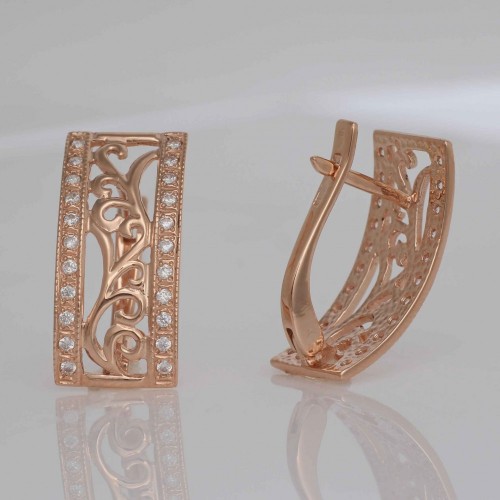 Золотые серьги с фианитами. Г104405